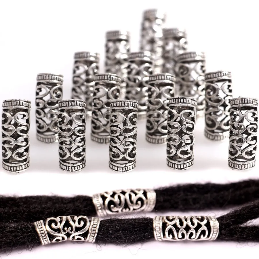 

5pcs/Set Viking Rune Beads Metal Tube Spacer Beads African Hair Braid Beard Dreadlock Beads Pendant for DIY Jewelry Making