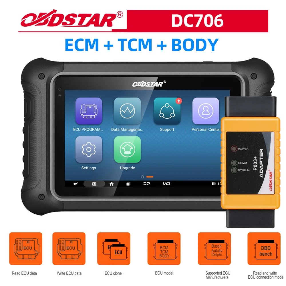 

OBDSTAR DC706 ECU Tool Full Version with P003+ Adapter Kit for Car and Motorcycle ECM & TCM & BODY Clone by OBD or BENCH