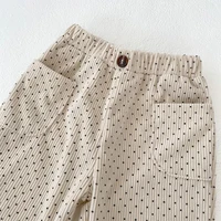 New autumn baby clothing, 0-3 year old baby girls dot printed corduroy loose casual pants 5