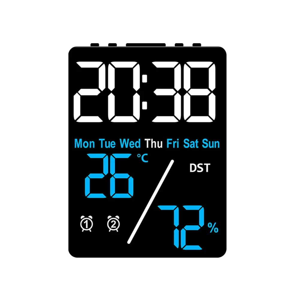 Digital Wall Clock Electronic Digital Wall Clock USB Socket Intelligent Setting Temperature And Humidity Automatic Dimming LED Alarm Clock