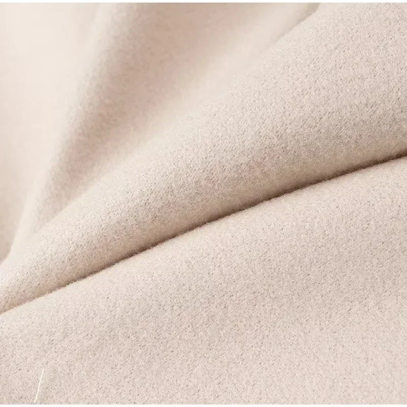 Loose Woolen Blends Coat Women Solid Lapel Double Breasted Pockets Jackets Autumn Winter Fashion Lady Office Outwear New