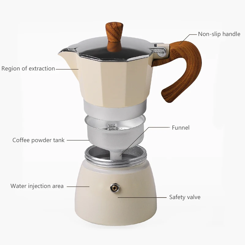 Stovetop-máquina de Café expreso con mango de madera, herramientas clásicas  de Café, Cafetera italiana cubana - AliExpress