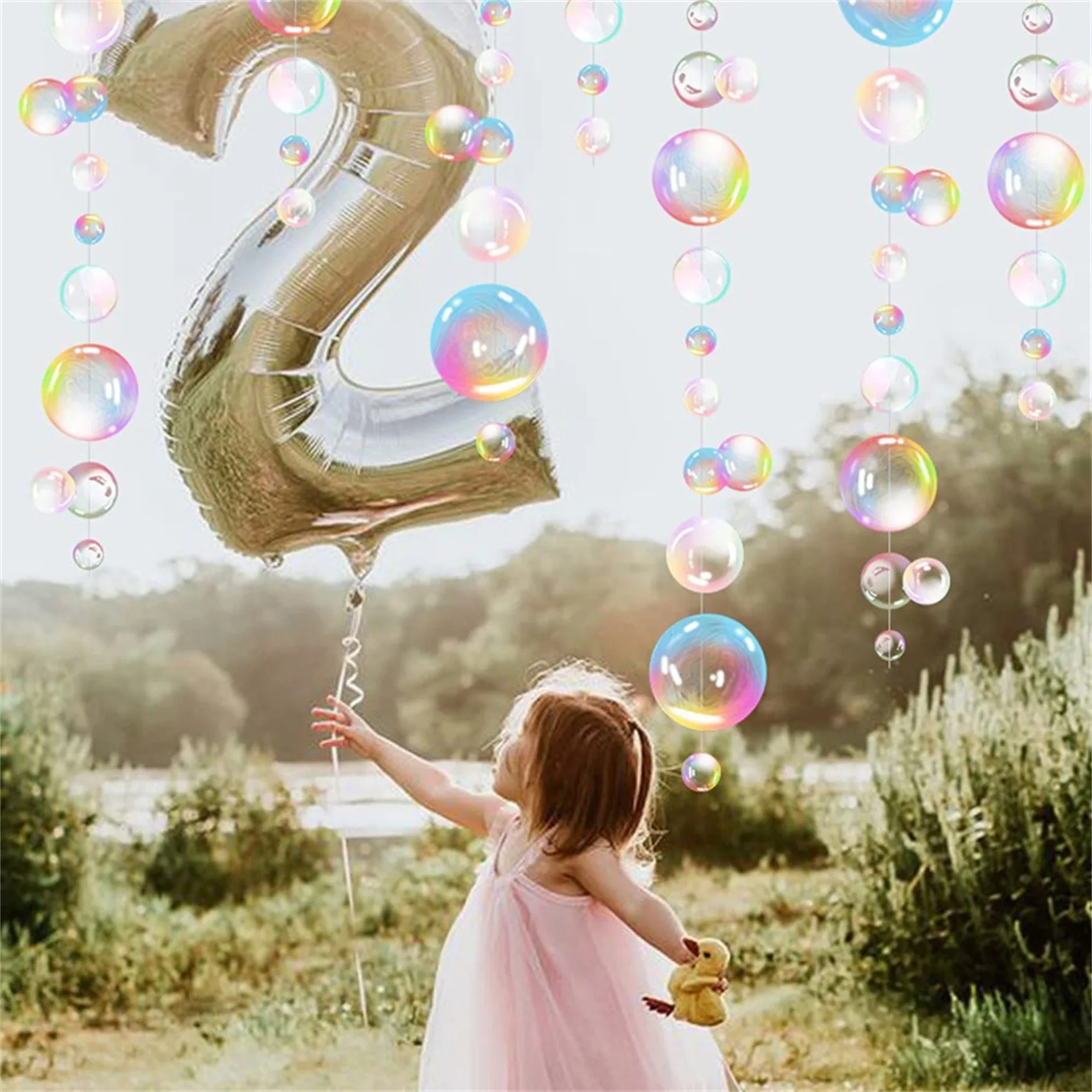 Under The Sea Party Decorations Colorful Bubble Garlands Ocean Themed Party Circle Hanging Banner Mermaid Birthday favor party decorations