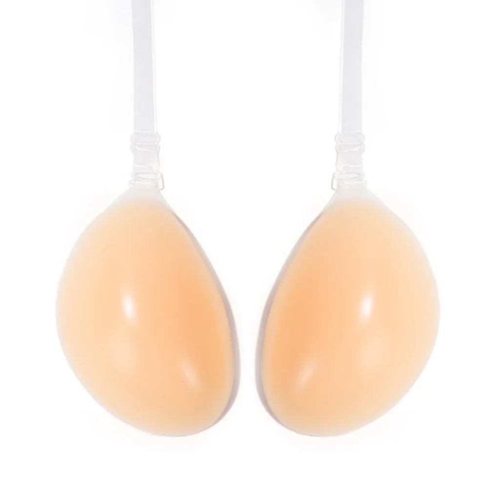 Backless Women Invisible Bra Seamless Hanging Neck Sticky Push Up Bra Padding Self-Adhesive Adjustment