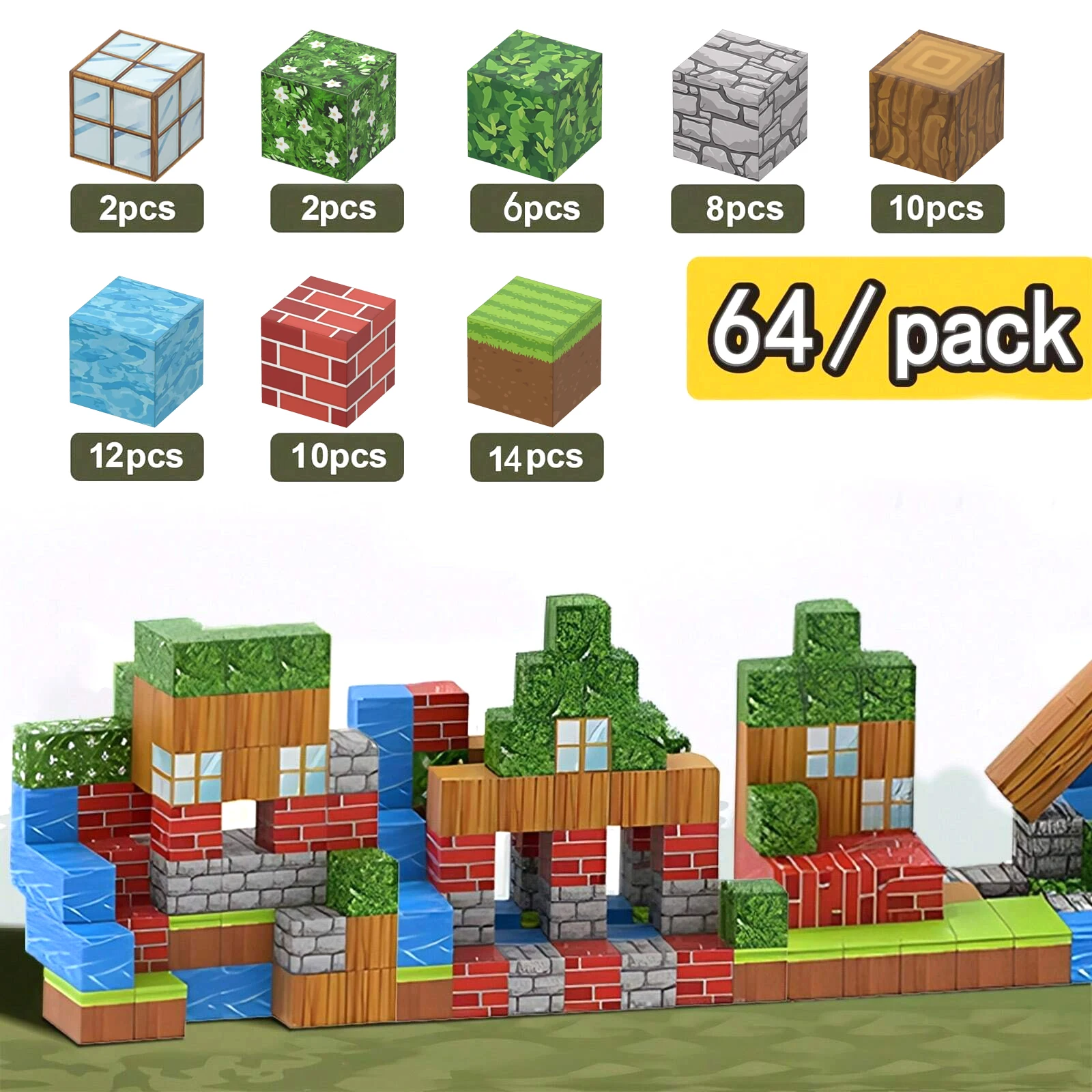 64pcs Magnetic Building Blocks Set 3D Construction Toy