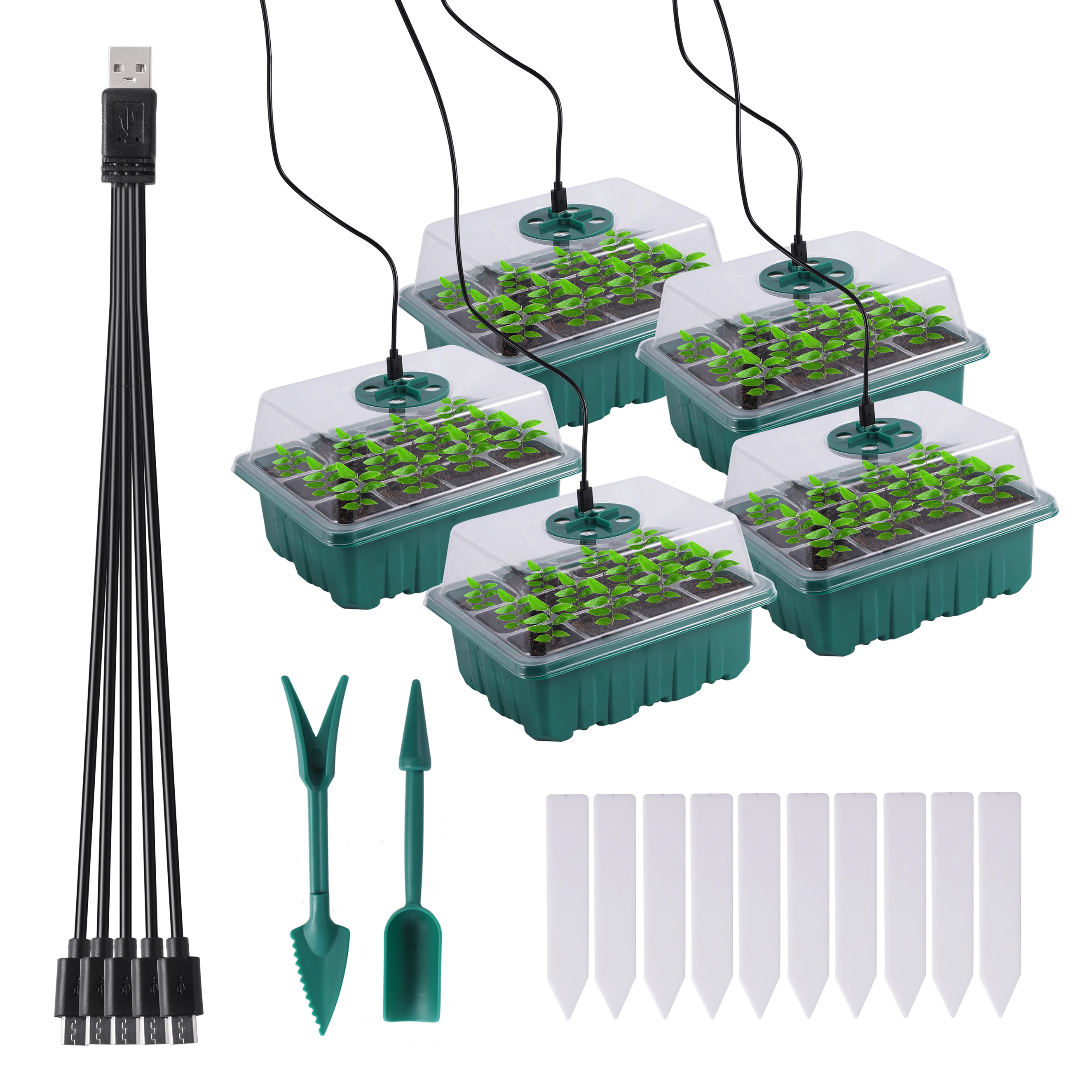 5pcs Plant 60 Cell Seed Starter Trays Kit,seedling Tray Starter With