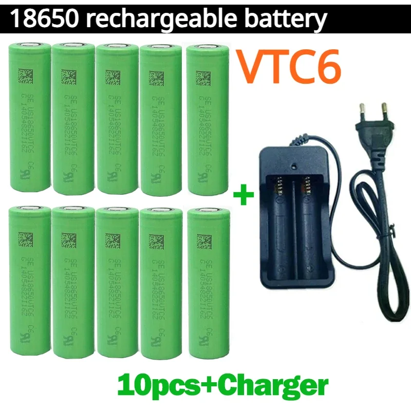 

18650 Battery Free Shipping NewBestselling VTC6 Li-ion 3.7V 3000MAH+Charger RechargeableBattery Suitable Screwdriver Battery