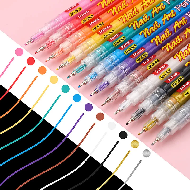 12 Color Nail Art Pen Quick Dry Waterproof Painting Graffiti Acrylic Pen DIY Design Abstract Line Nail Art Beauty Tool Supplies 3
