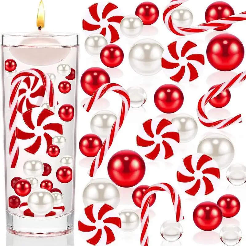 

Christmas Vase Filler Acrylic Candyland Ornament For Vase Filler White Red Pearls Bead For Vase Crystal Clear Water Gel Bead