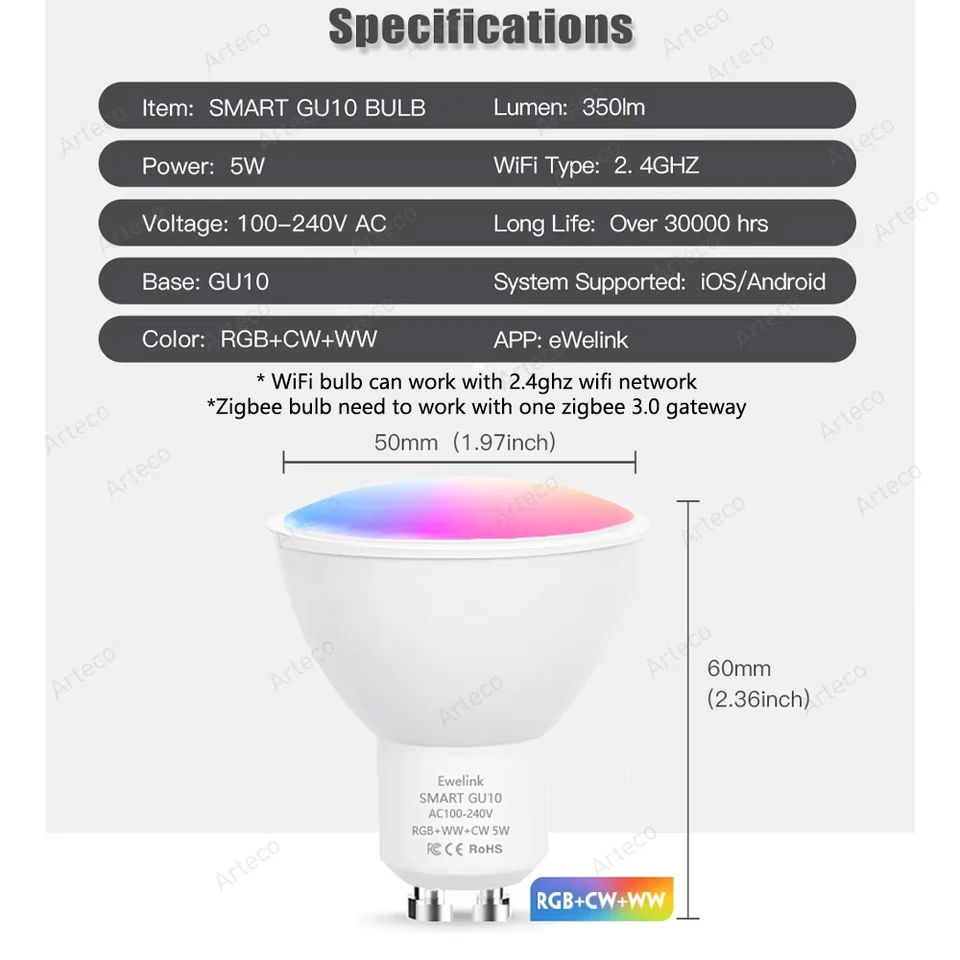 EweLink Zigbee GU10 dimbare smartled RGB-CW - Antonio di - Product reviews EweLink Zigbee GU10 dimbare smartled RGB-CW - Antonio di - Product reviews