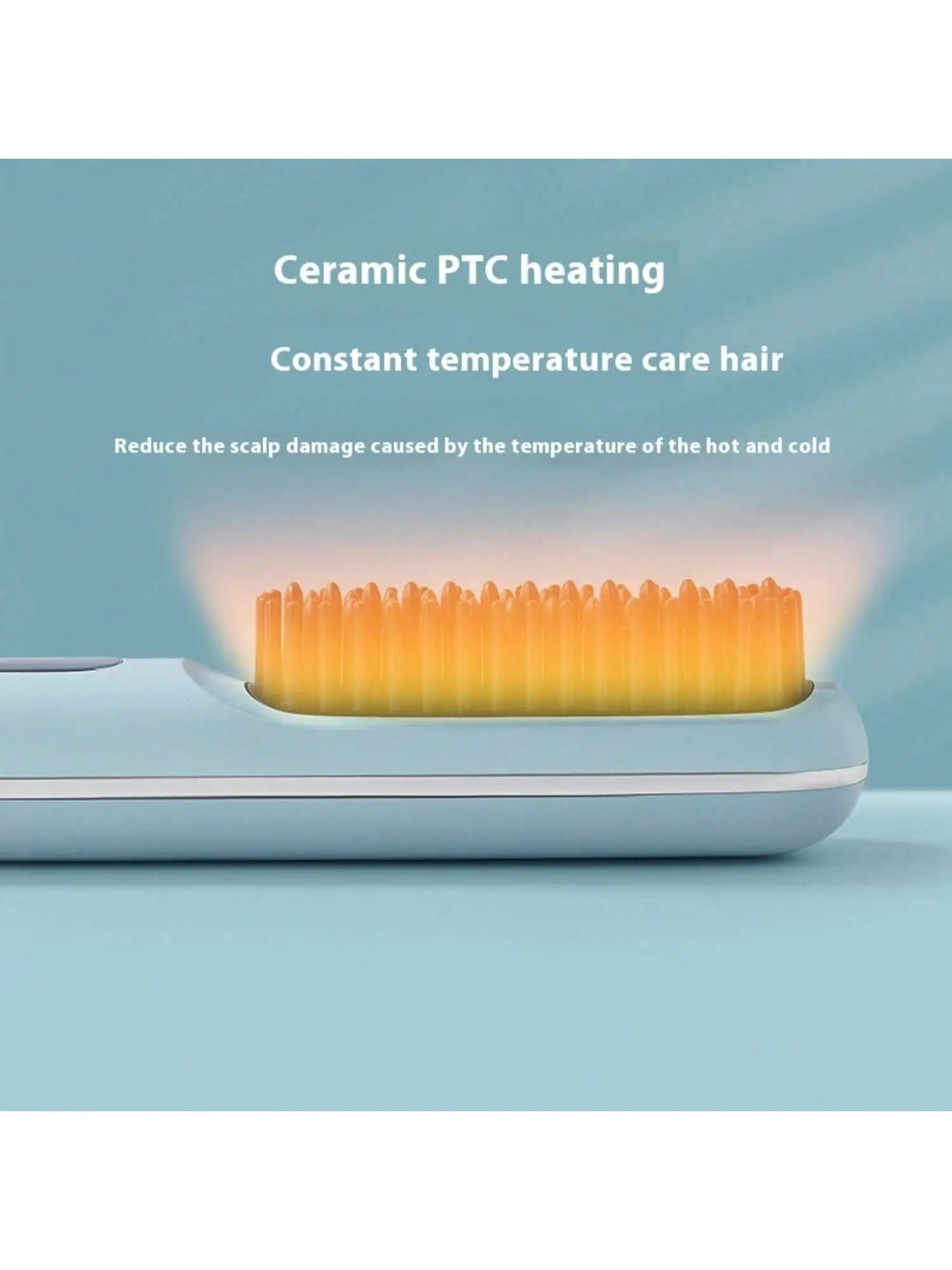 New Wireless LCD Hair Straightening Comb, USB Rechargeable Ceramic Heated Straightener Brush, Portable Negative Ion Hair Straigh