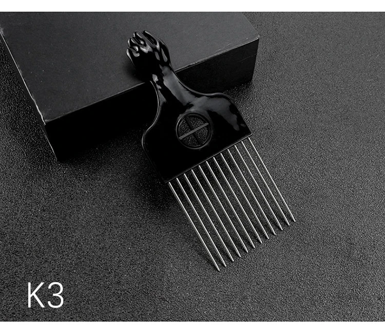 Black Metal African American Pick Comb Hair Combs Hair Comb for Hairdressing Styling Tool Salon Barber Shop Accessories 6 Style