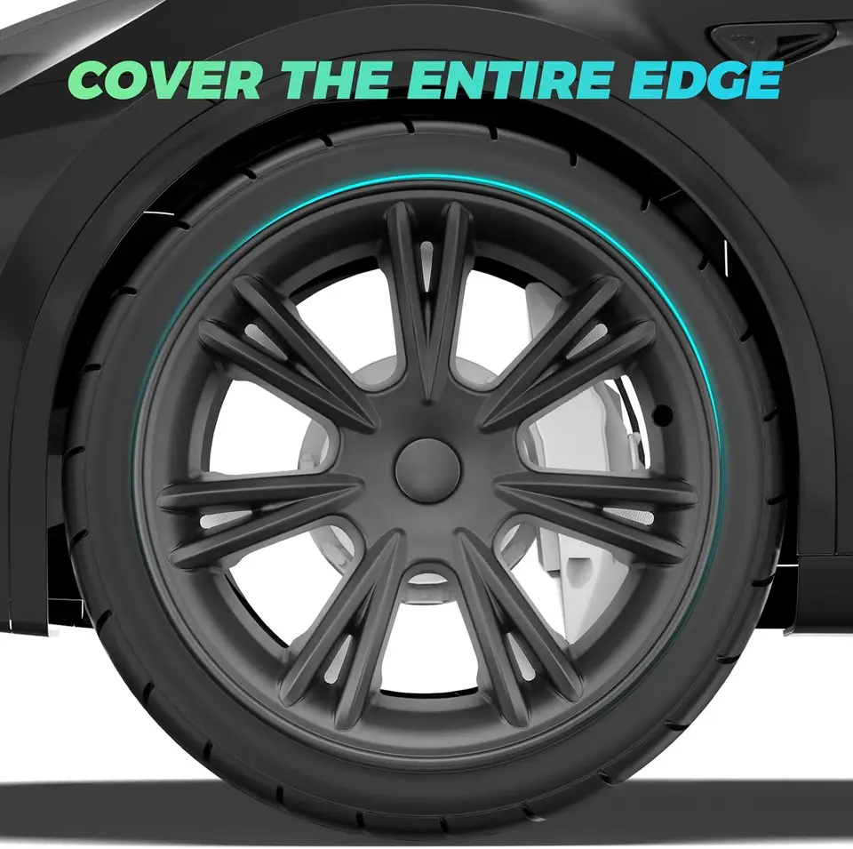 Gun Grey-GEEN LOGO  4 STUKS 19-Inch Wervelwind Wieldop Voor Tesla Model Y Wieldop Auto Vervanging Auto~p129632286