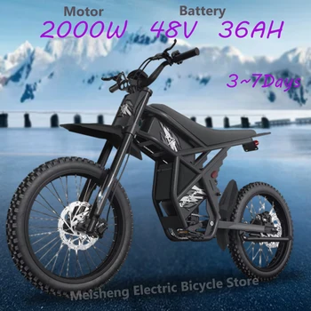 Ebike GT73 2000W Electric Dirtbike 25” Tires 36.4AH Dual Battery EBike Max 37 MPH Dual Hydraulic Brakes Suspension 1