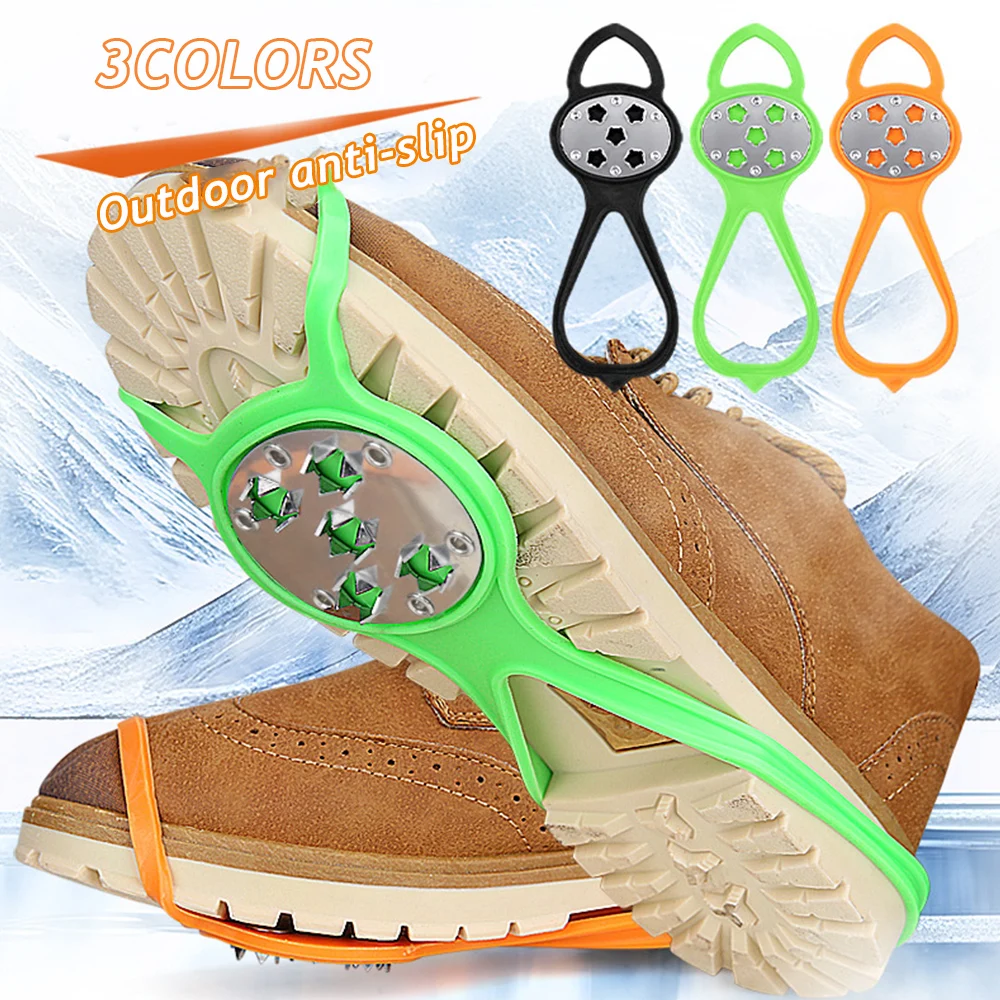 

Winter Anti-Skid Snow Ice Climbing Spikes Gourd Crampons Shoes Cover Ice Grips Anti-fall Anti-slip One-piece Five Teeth Gripper