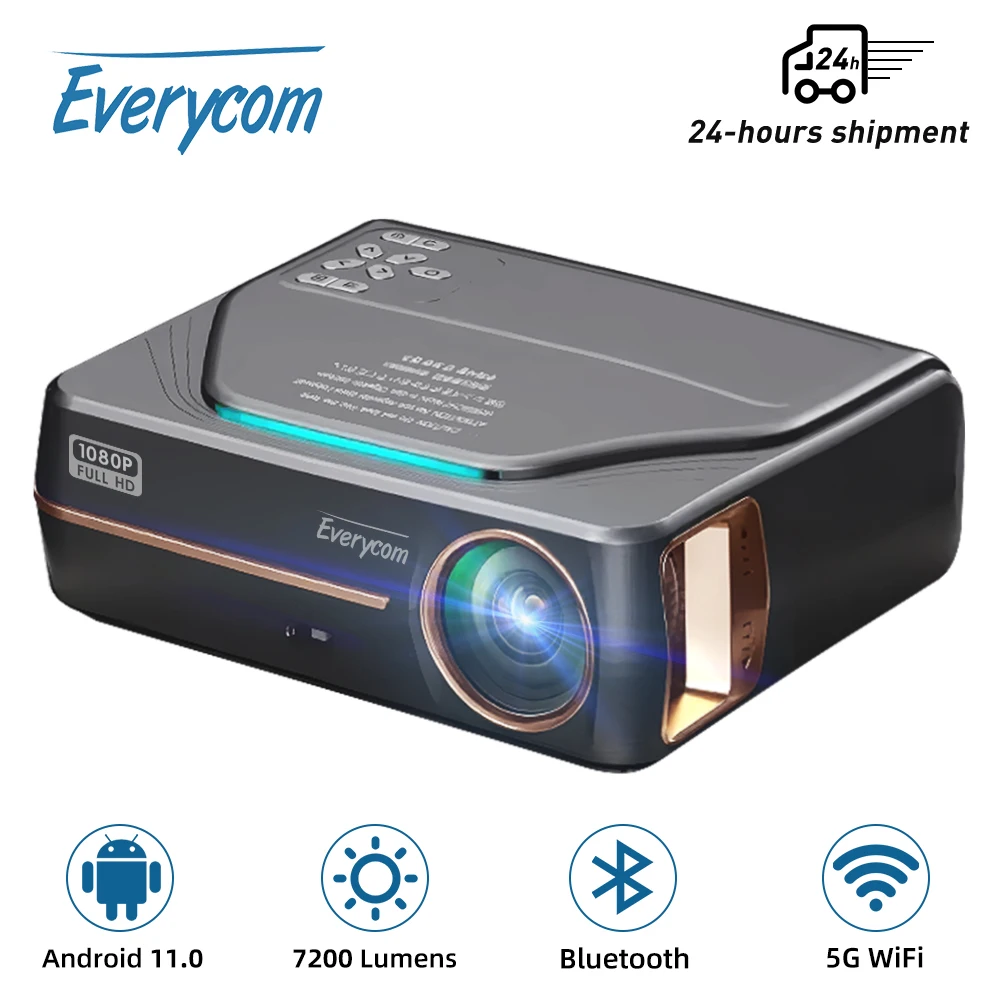 

Everycom YG627 Projector Android 11.0 WIFI Full HD 1080P Video Home Theater Cinema Smart Phone Beamer LED Proyector for 4k Movie