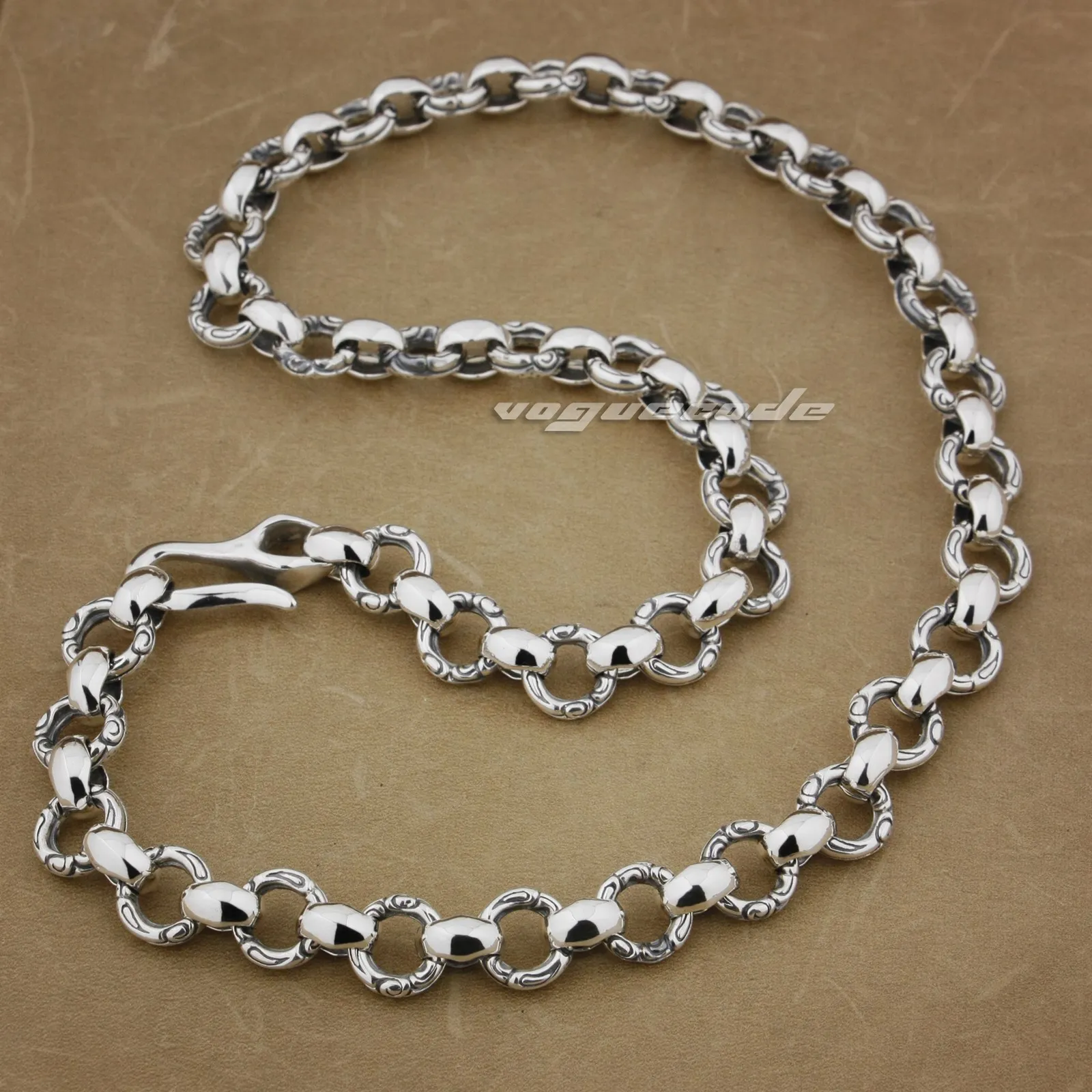 Huge Heavy 925 Sterling Silver Fashion Necklace 8F001N Charms Jewelry