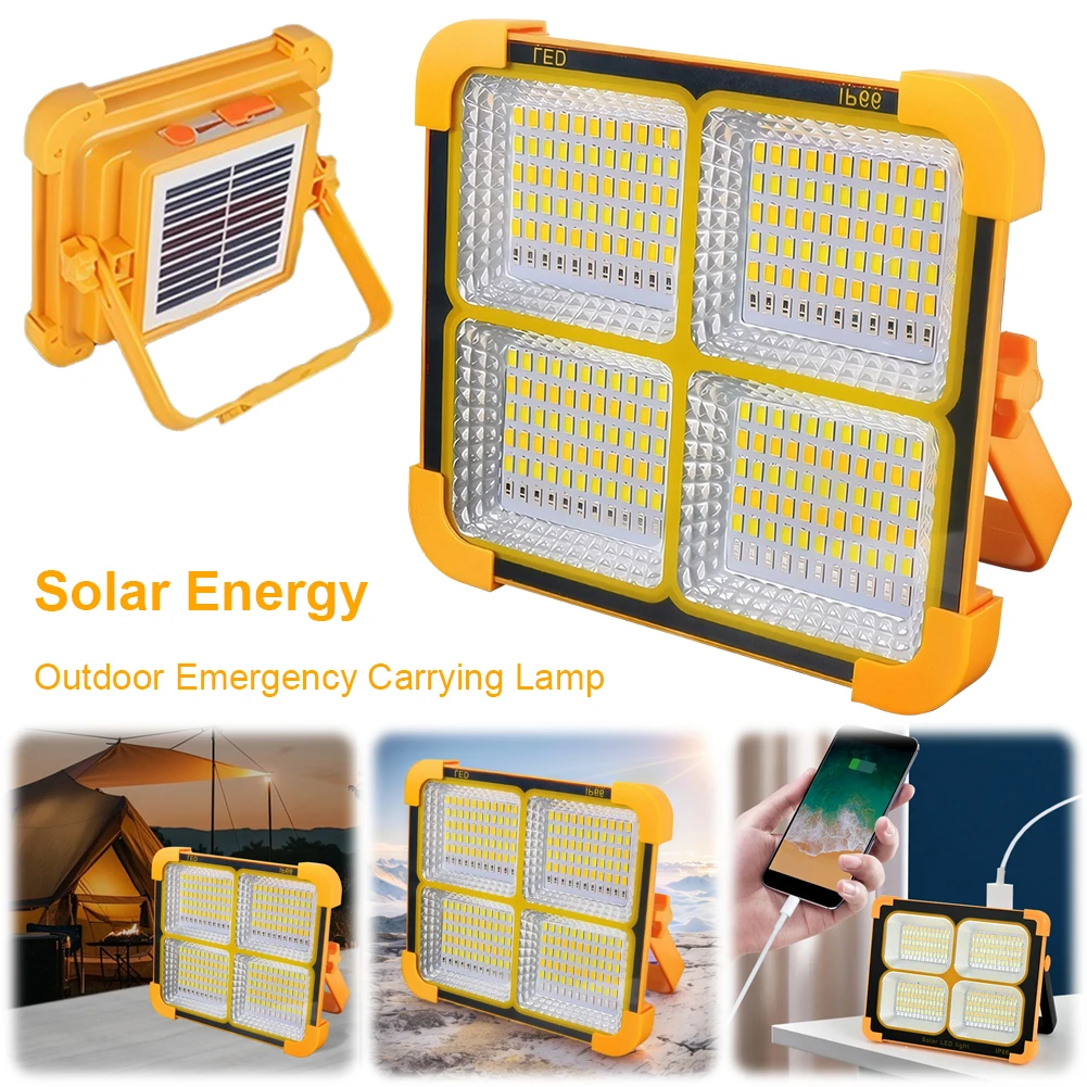 Description Picture 6 of item400W LED Solar Floodlight USB Rechargeable Solar Emergency Light Super Bright Outdoor Emergency LED Flood Lamp with Stand Holder