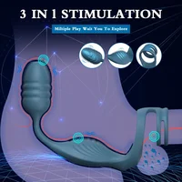 Vibrierender Penisring mit Prostata, Anal-Buttplug, Vibrator, verzögerte Ejakulation, Sexspielzeug für Männer, Hoden-Hodensack-Massagegerät 3