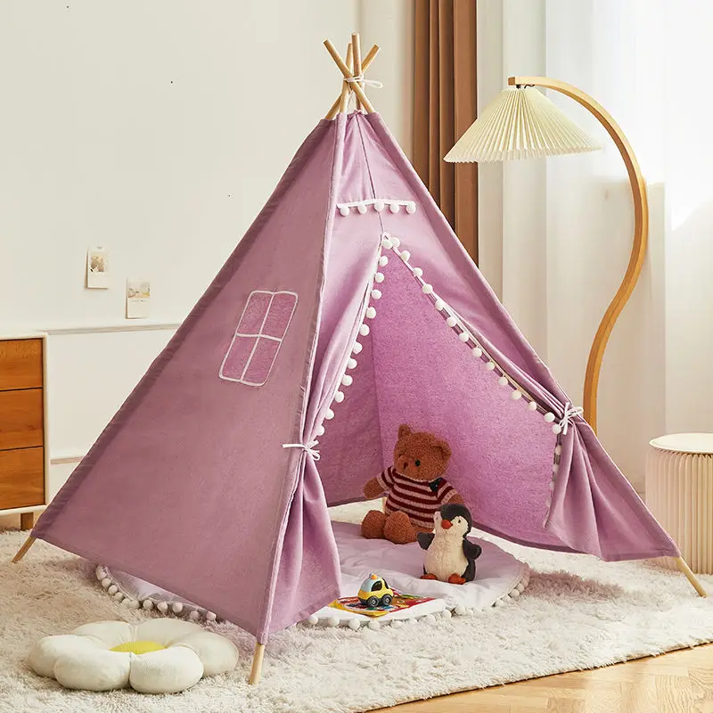 Dropshipping Children's Tent Tipi Folding Kids Play House Indoor Outdoor Camping House Boys Gilrs Indian Castle Tents Wigwam 3