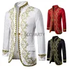 Men's Black Single Button Embroidery Suit Jacket Brand Stand Collar Slim Fit Wedding Groom Blazer Men Stage Singer Costume Homme 1