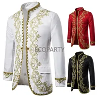 Men's Black Single Button Embroidery Suit Jacket Brand Stand Collar Slim Fit Wedding Groom Blazer Men Stage Singer Costume Homme 1