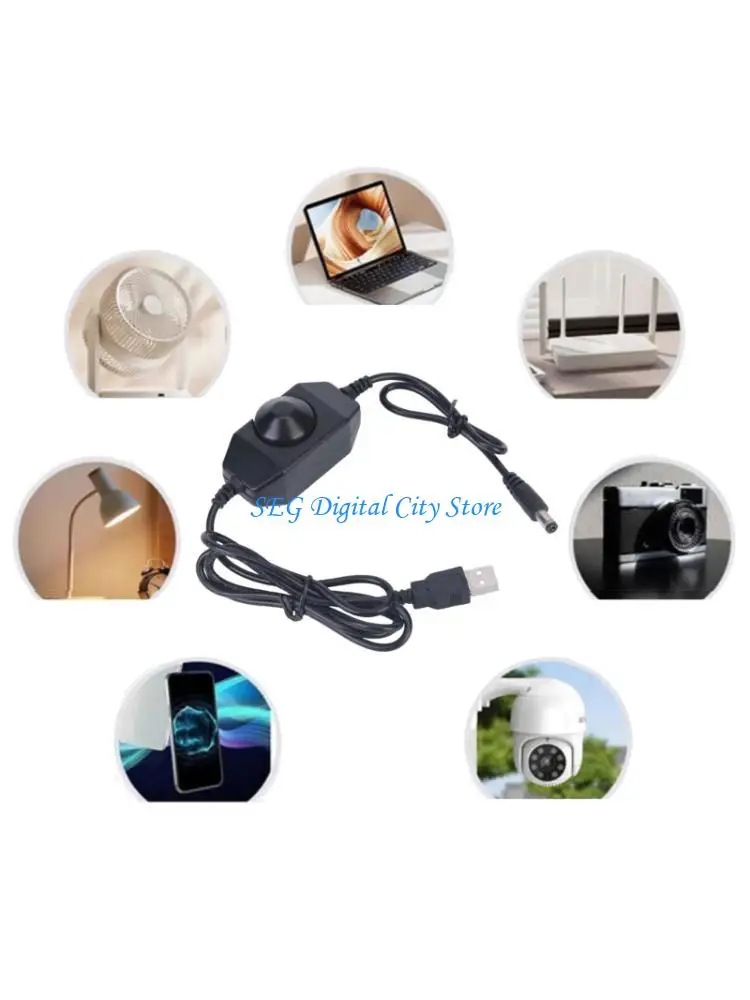 손잡이 조절기가 있는 U75B USB 조광기 코드 소형 5V 팬 또는 LED 사용을 위한 DC5521 코드