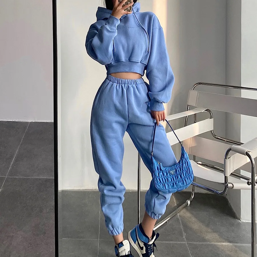 Women'S Tracksuit Set Fall Winter Casual Sweatpants And Hoodie Set  Sportwear Two Piece Sets Fitness Workout  Women Jogger Sets