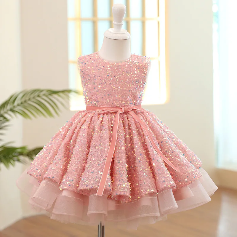 

Children's Dress, Princess Dress, Birthday Puffy Skirt, Pink Host Dress, Girls' Catwalk, Piano Costume, High-end