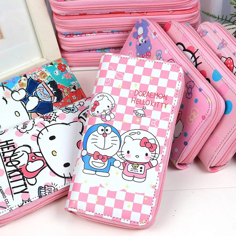 Sanrio My Melody Hello Kitty Anime wallet cartoon cute girl coin purse student storage mobile phone bag kids card holder gift leather wallets for women