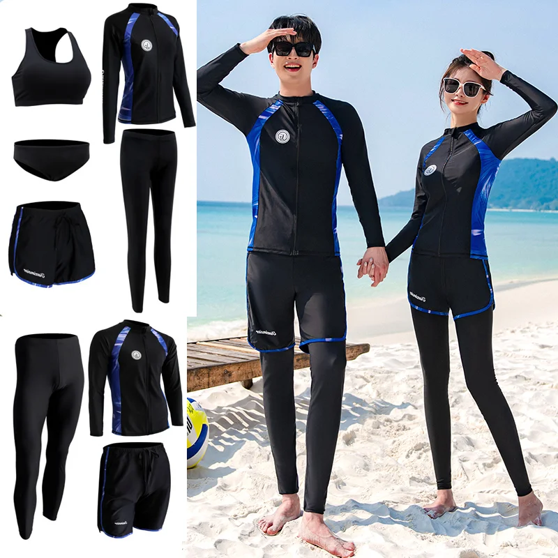 

Wisuwore Korean Sunscreen Couple Diving Suit Male Female Jellyfish Suit Floating Suit Long Sleeve Split Beach Swimwear Female