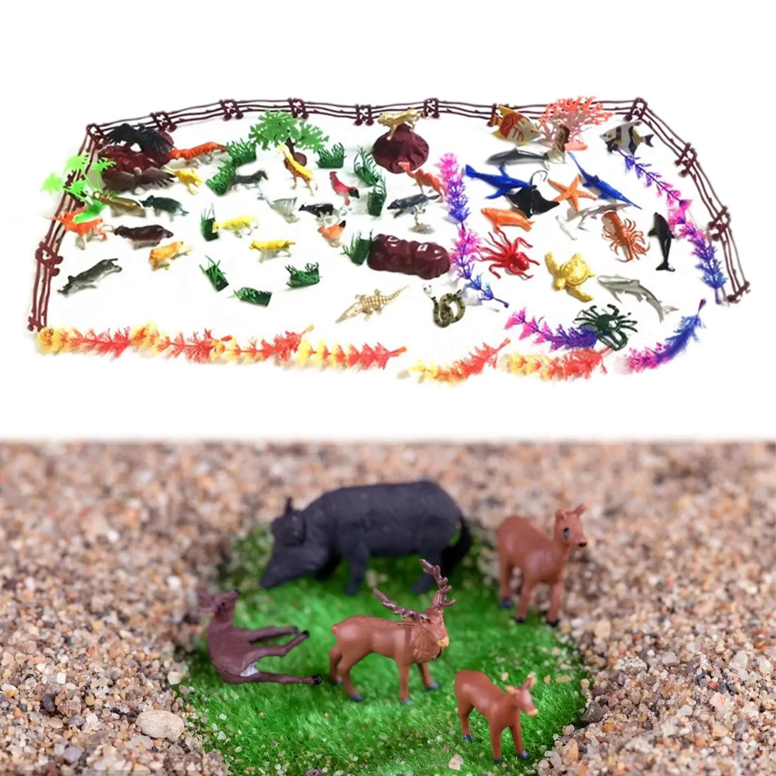 80 Pieces Animals Model Cognitive Toy Simulation Animal Figures for Girls