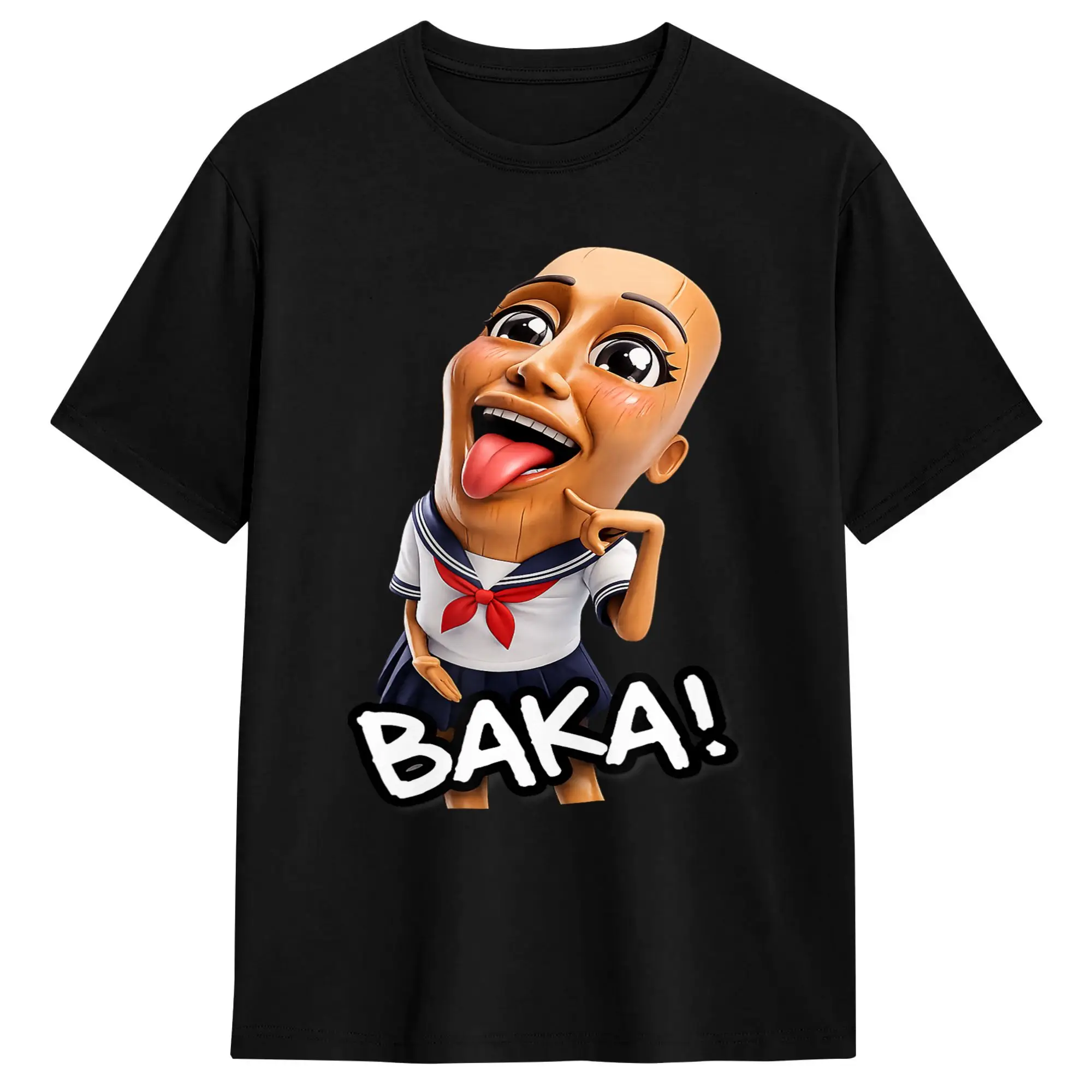 Baka Tung Tung Sahur Lustiges Anime Brainrot Meme T-Shirt Herren Baumwoll-T-Shirt Rundhals Kurzarm T-Shirt Große Größen Kleidung