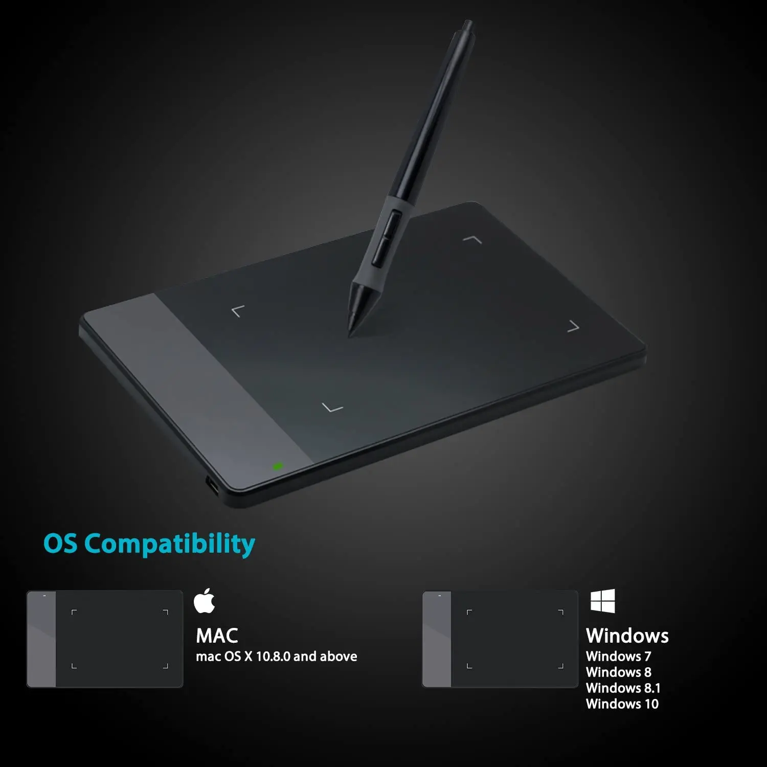 Huion 420 Mesa Digilitalizadora 4x2 Polegada Mini Desenho Tablet Assinatura Pad com Digital Stylus Reposição Nibs para Artista Iniciante - Imagem 6