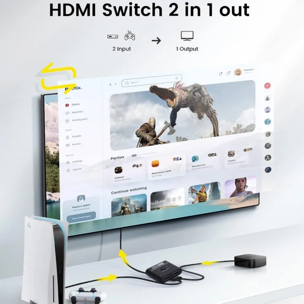 Фото 4K HDMI-совместимый переключатель двунаправленный 1x2/2x1 HDMI-совместимый переключатель 2 в 1 для PS4/3 ТВ-приставки коммутатор адаптер №4