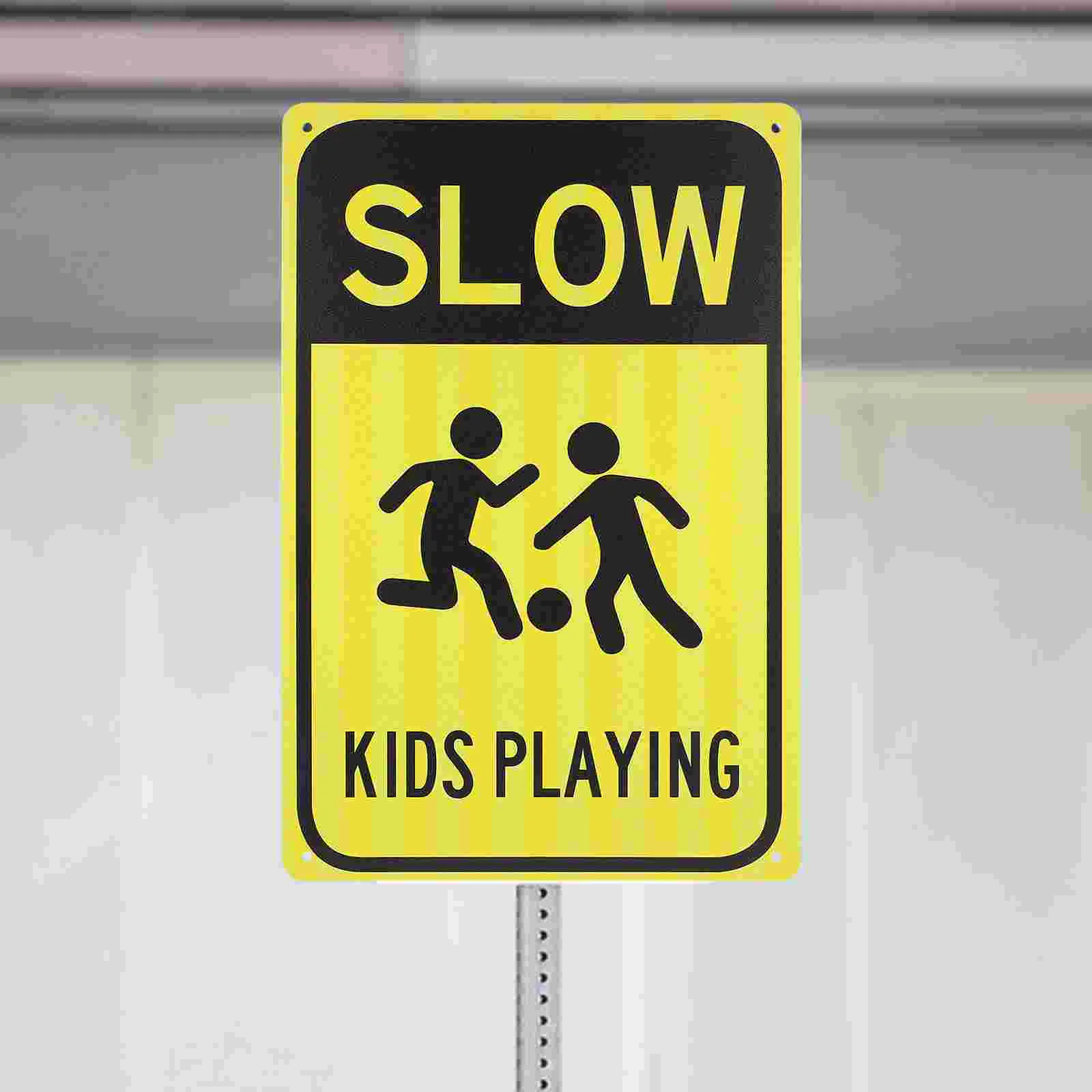 Street Sign Slow Down Road Sign Kids Play Caution Metal Road Traffic Street Kids Slow Down Warning Traffic traffic street sign