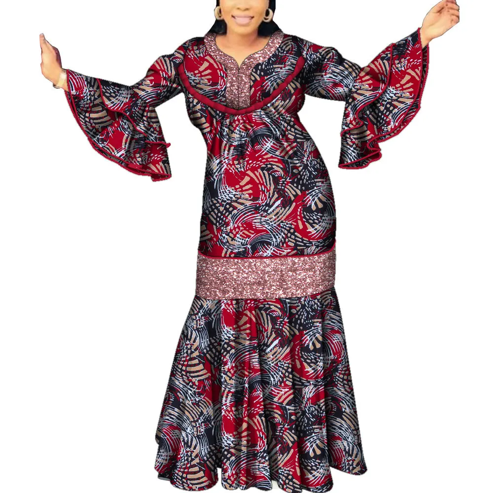 ヌキテパEthnic Print Flare Sleeve Dress ヌキテパ Ethnic Print