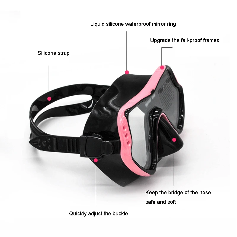 Adult Diving Mask Scuba Mask Underwater Anti Fog Diving Glasses and Snorkel for Women Men Swimming Snorkel Diving Equipment