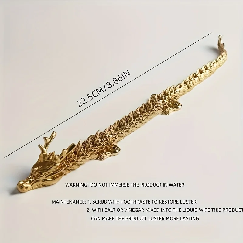 3D Alloy Golden Dragon Statue with Movable Limbs Home Desktop Decoration