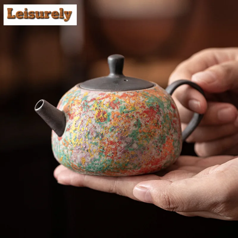 200ml Rock Painting Time Teapot Antique Tea Infuser Pot Household Tea Maker Kettle With Filter Chinese Tea Set Supplies Gift