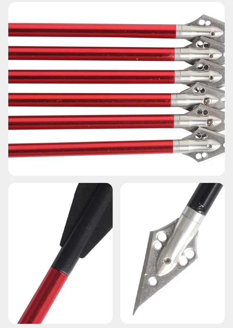 Aluminum Crossbow Bolts with Steel Broadheads for Outdoor Hunting and Target Shooting