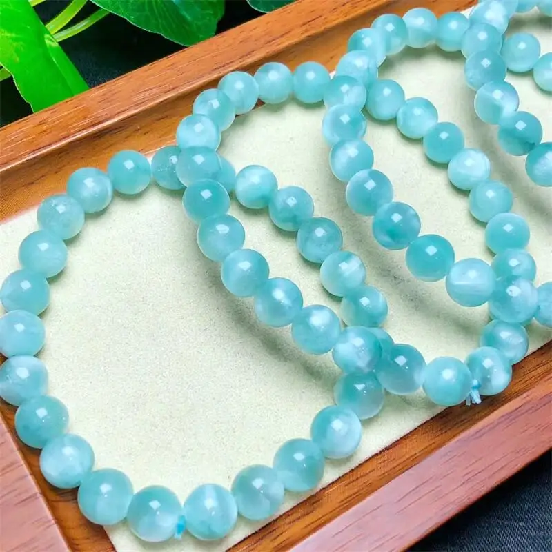 

Natural Green Larimar Bracelet Round Bead Crystal Reiki Healing Stone Fashion Female Jewelry For Women Gift 1pcs 10mm