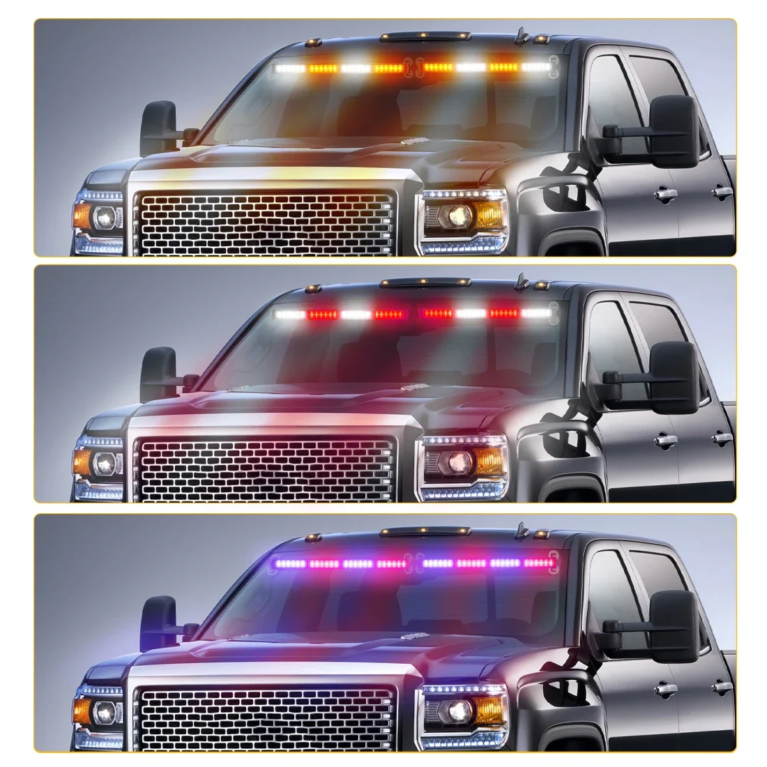 24 LED 2-in-1 Car Front Windshield Warning Lamp Bar Suction Cup Emergency Strobe Flashlight Traffic Police Light For Trucks 12V