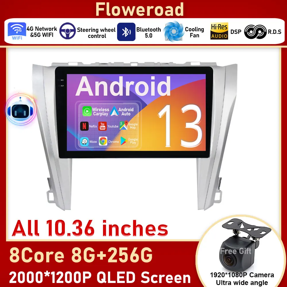 

2K Carplay For Toyota Camry 7 XV 50 55 2014 - 2017 Car Radio Multimedia Video Player Navigation No 2din Android Auto BT 5.0