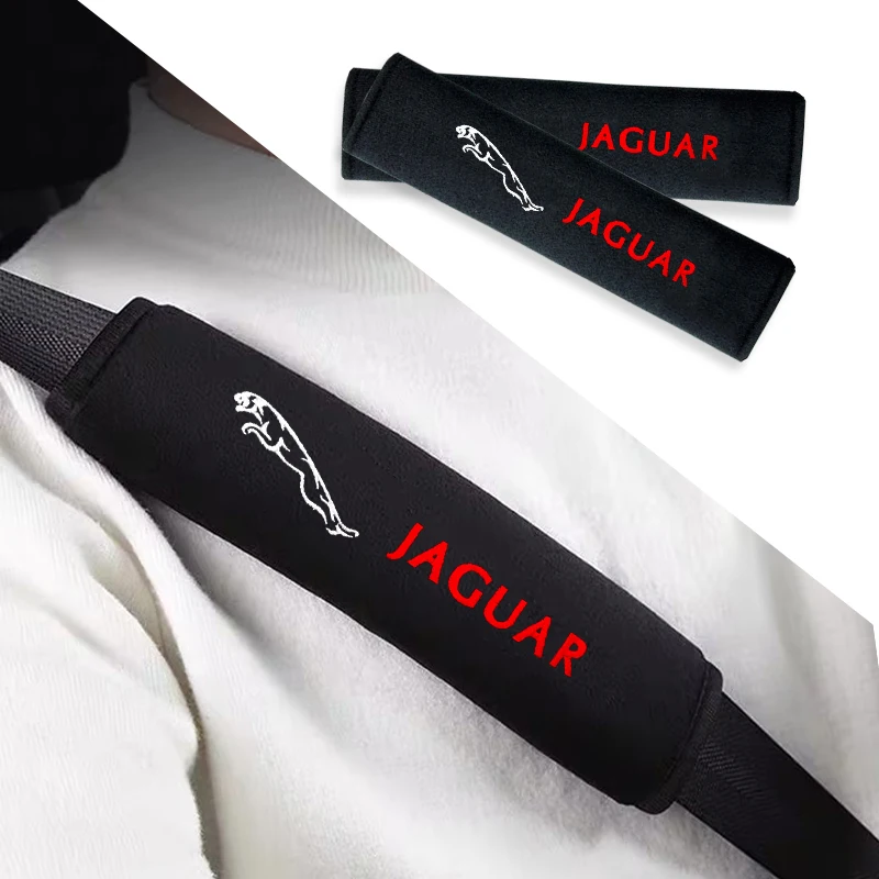 2PCS Car Seat Belt Pad Cover Auto Badge Shoulder Covers For Jaguar XF