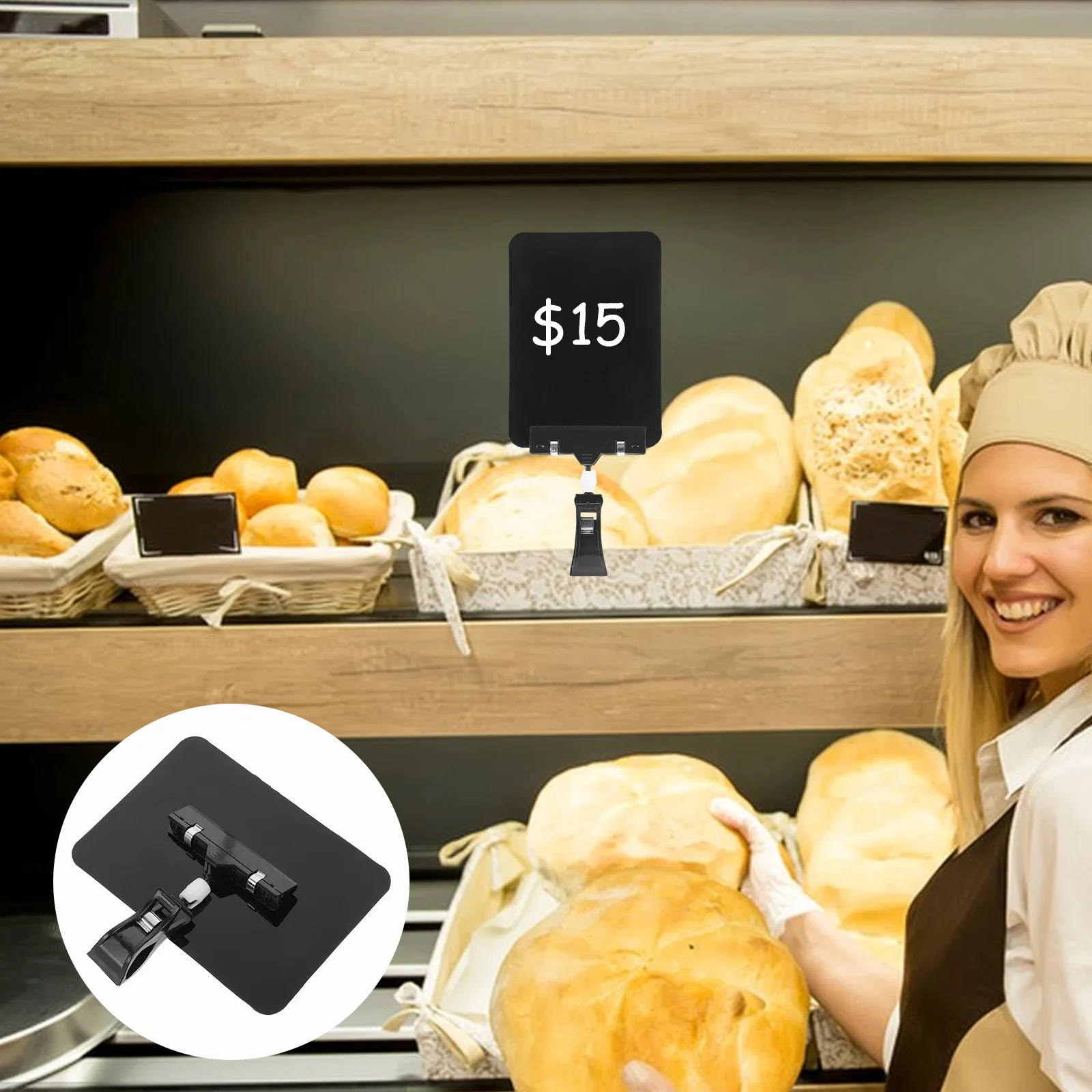 

Supermarket Price Tag Price Display Holder Advertising Promotional Sign Stands with Clamp Plastic Sign Holder for Store