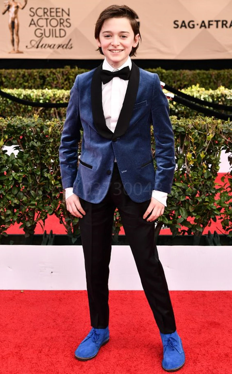 Gentleman Kids 1 Year Birthday Dress Navy Blue Velvet Jacket Pants Boys Suit Children Wedding Performance Party Piano Wear