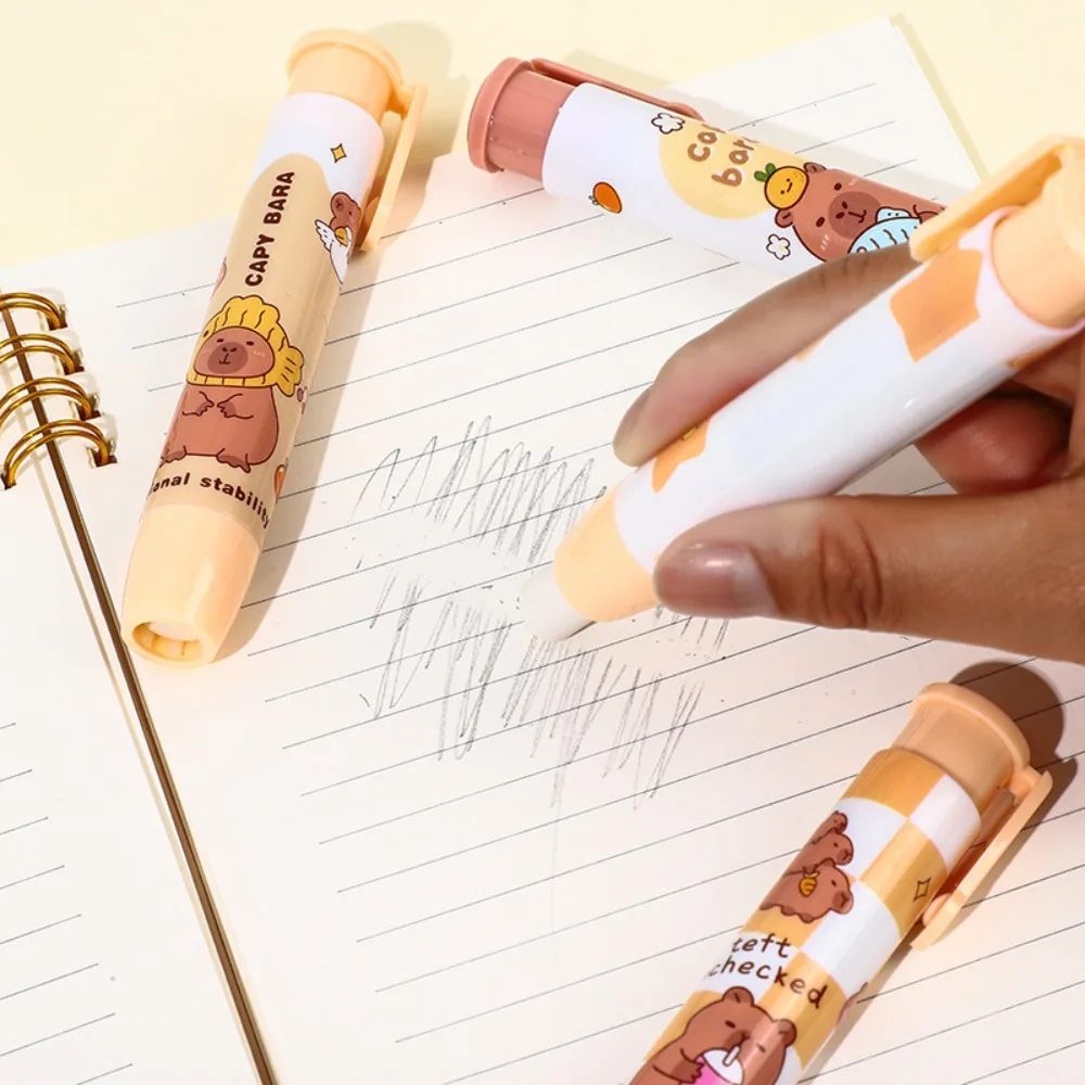 1PC Cartoon Retractable Capybara Eraser Clean Stationery Pressing Pencil Eraser Soft Mechanical School Supplies