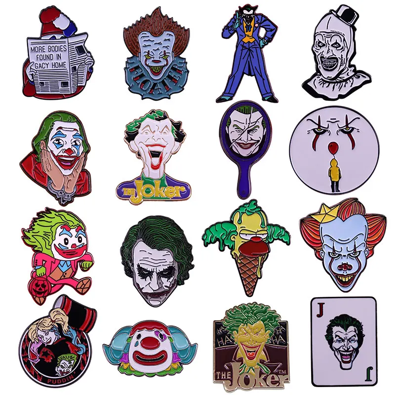 Anime Clown Enamel Pins Happy Halloween Horror Movies Brooch Lapel Badges  Cartoon Funny Jewelry Gift for Kids Friends - AliExpress
