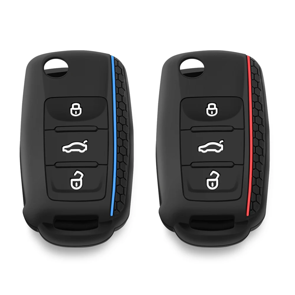 자동차 키 커버 케이스 실리콘 3 버튼 VW 골프 4 5 6 7 Bora Jetta POLO MK4 MK6 Bora Passat B5 B6 Superb Tiguan Beetle Keycase